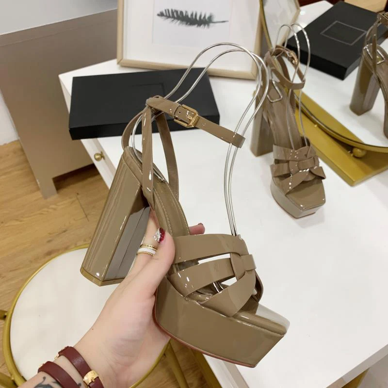 Fashion Women's Sandals Brand Luxury Women's Shoes Elegant Party High Heels Leather Waterproof Office Shoes Sexy Dating Shoes
