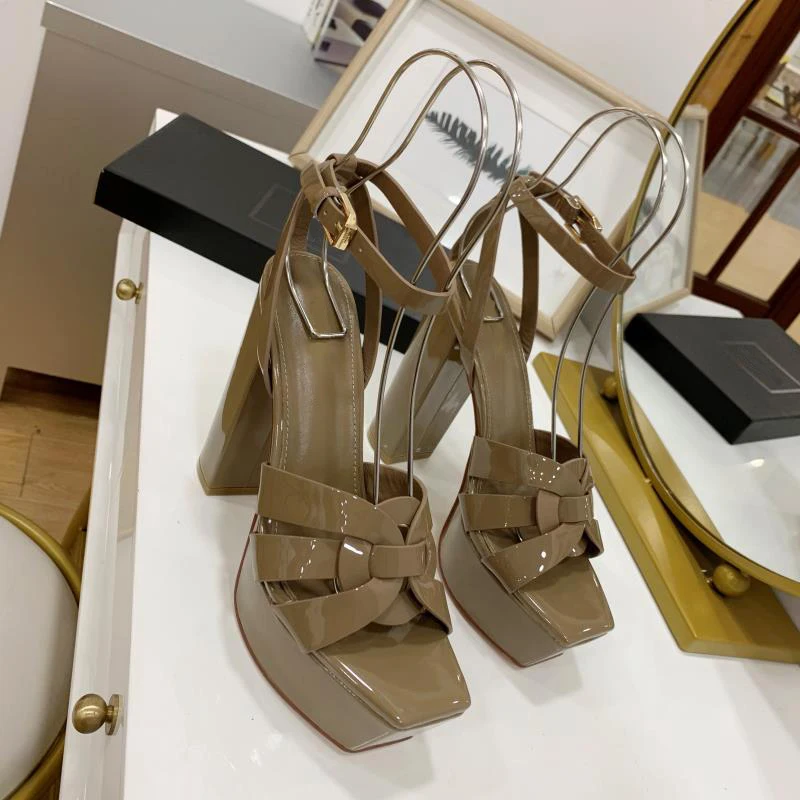 Fashion Women's Sandals Brand Luxury Women's Shoes Elegant Party High Heels Leather Waterproof Office Shoes Sexy Dating Shoes
