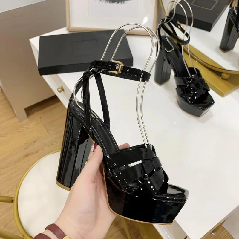 Fashion Women's Sandals Brand Luxury Women's Shoes Elegant Party High Heels Leather Waterproof Office Shoes Sexy Dating Shoes