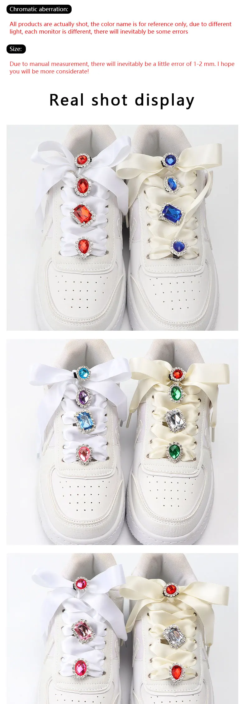 1PC Diamond Shoelaces Decoration Luxurious Shiny Rhinestones Buckle Shoes Accessories Plastic Shoe Charms Design for Sneaker