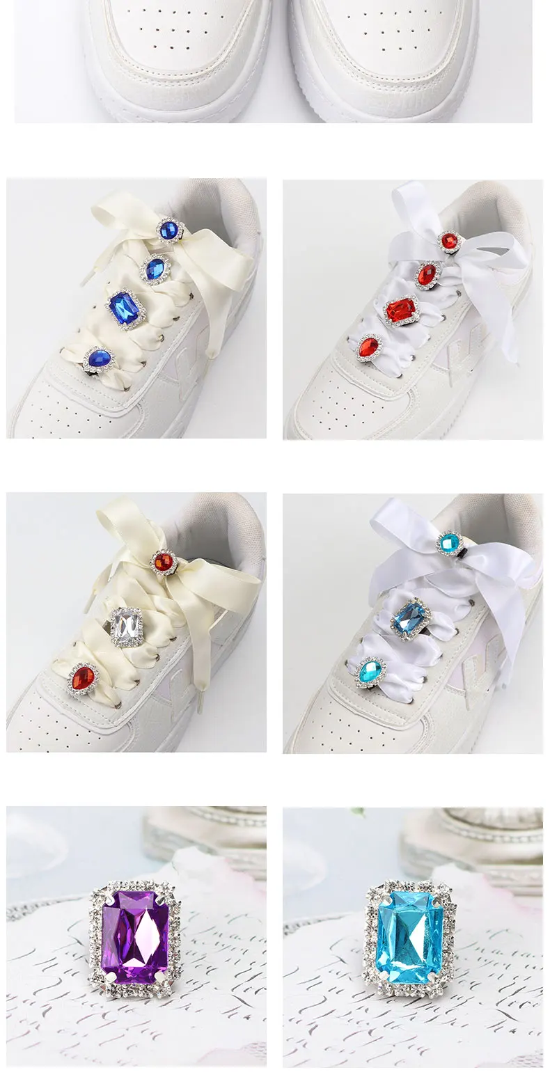 1PC Diamond Shoelaces Decoration Luxurious Shiny Rhinestones Buckle Shoes Accessories Plastic Shoe Charms Design for Sneaker
