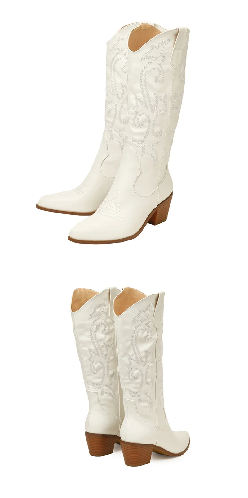 Liyke 2026 New Western Cowboy Boots Big Size 42 Women Fashion Embroidery Leather Autumn Winter Shoes Pointed Toe Low Hoof Heels