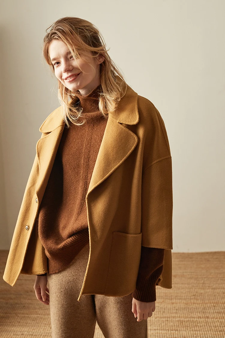 Autumn and Winter New Cashmere Sweater Women's High-Necked Pullover Loose Thick Sweater Short Paragraph Knit Shirt