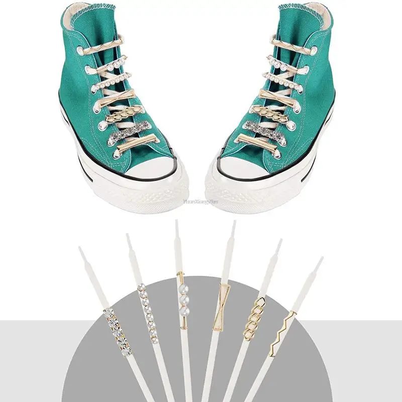 1Pcs Girl Shiny Rhinestones Pearl Sneakers Shoelaces Decoration Metal Lightweight Charm Buckle DIY Shoe Accessories Women Clips