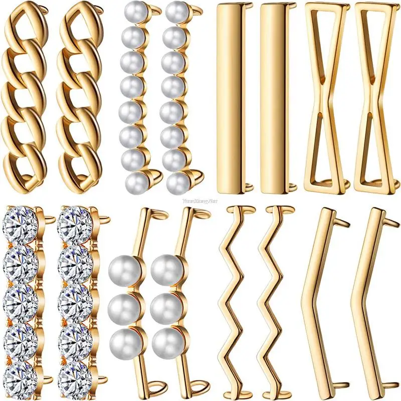 1Pcs Girl Shiny Rhinestones Pearl Sneakers Shoelaces Decoration Metal Lightweight Charm Buckle DIY Shoe Accessories Women Clips