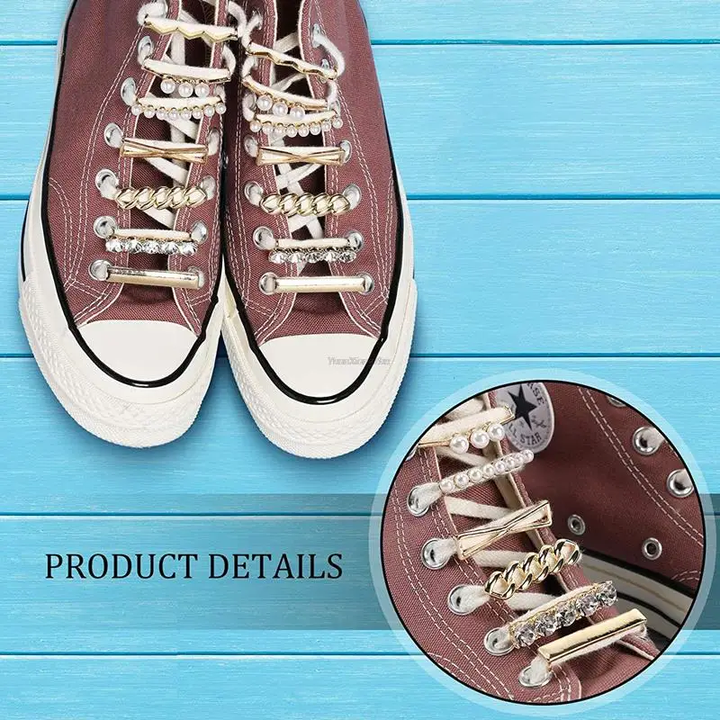 1Pcs Girl Shiny Rhinestones Pearl Sneakers Shoelaces Decoration Metal Lightweight Charm Buckle DIY Shoe Accessories Women Clips