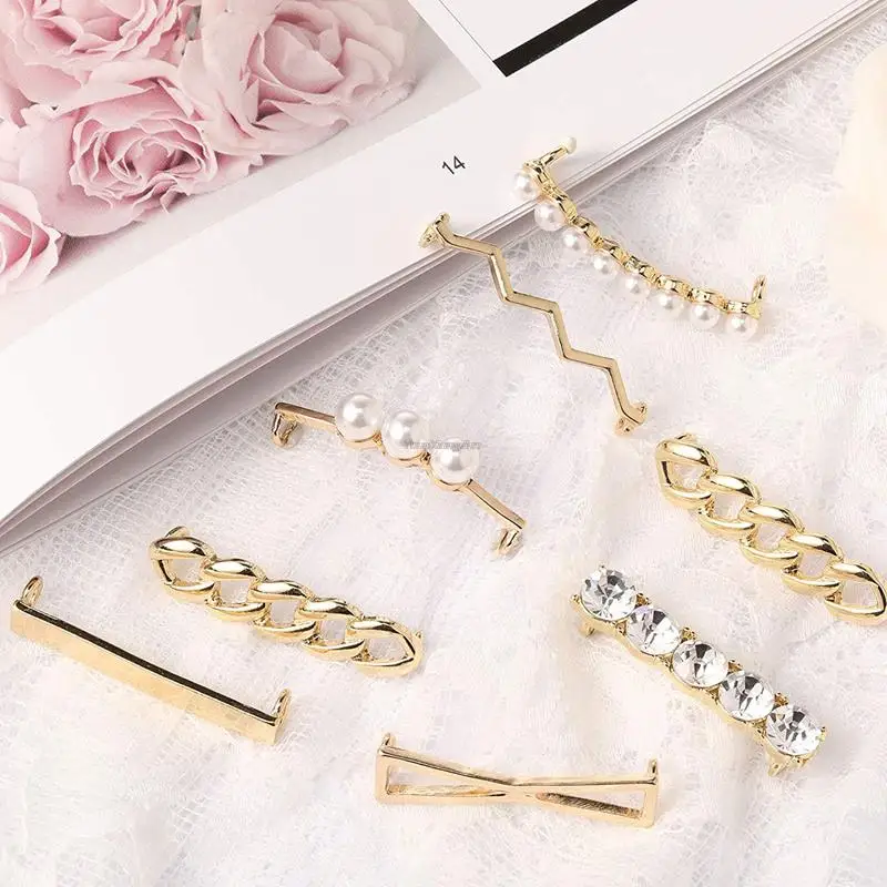 1Pcs Girl Shiny Rhinestones Pearl Sneakers Shoelaces Decoration Metal Lightweight Charm Buckle DIY Shoe Accessories Women Clips