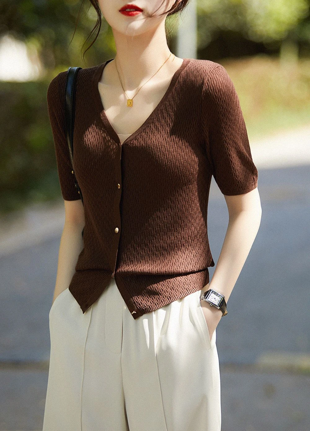 Temperament French hollow out ice silk short sleeve sweater cardigan female summer new thin loose jacket jacket