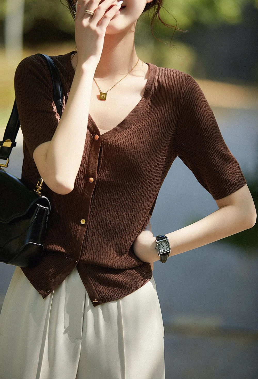 Temperament French hollow out ice silk short sleeve sweater cardigan female summer new thin loose jacket jacket