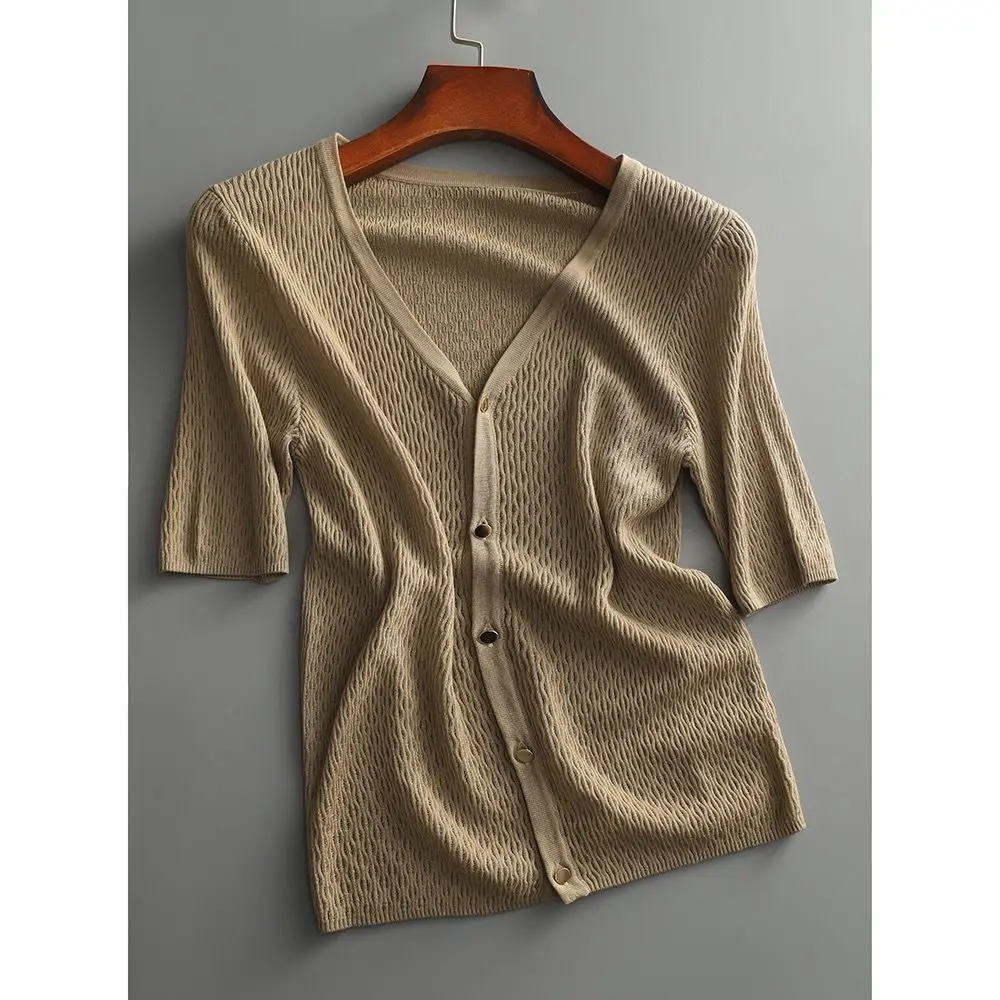 Temperament French hollow out ice silk short sleeve sweater cardigan female summer new thin loose jacket jacket