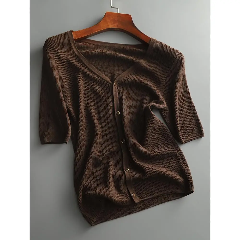 Temperament French hollow out ice silk short sleeve sweater cardigan female summer new thin loose jacket jacket