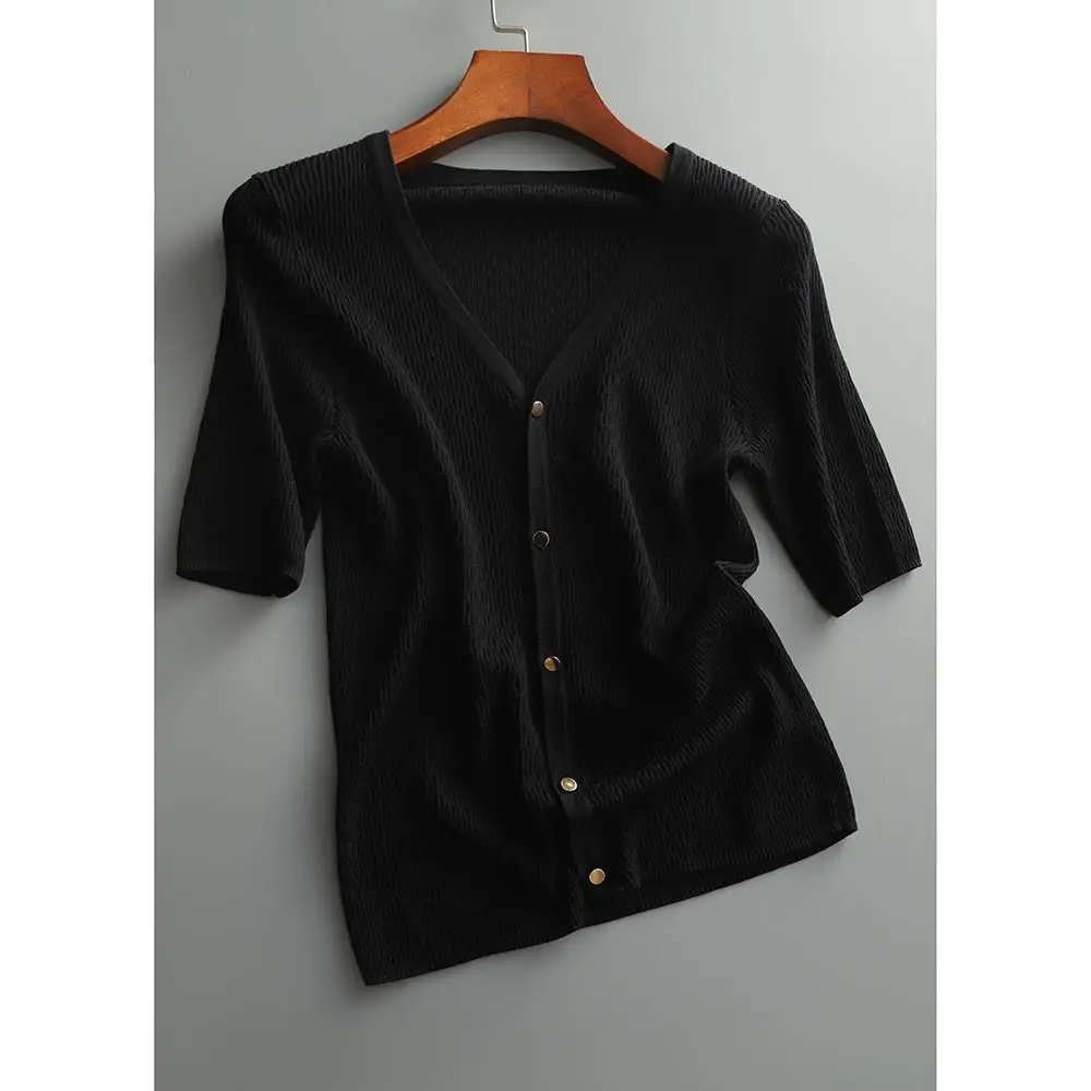 Temperament French hollow out ice silk short sleeve sweater cardigan female summer new thin loose jacket jacket