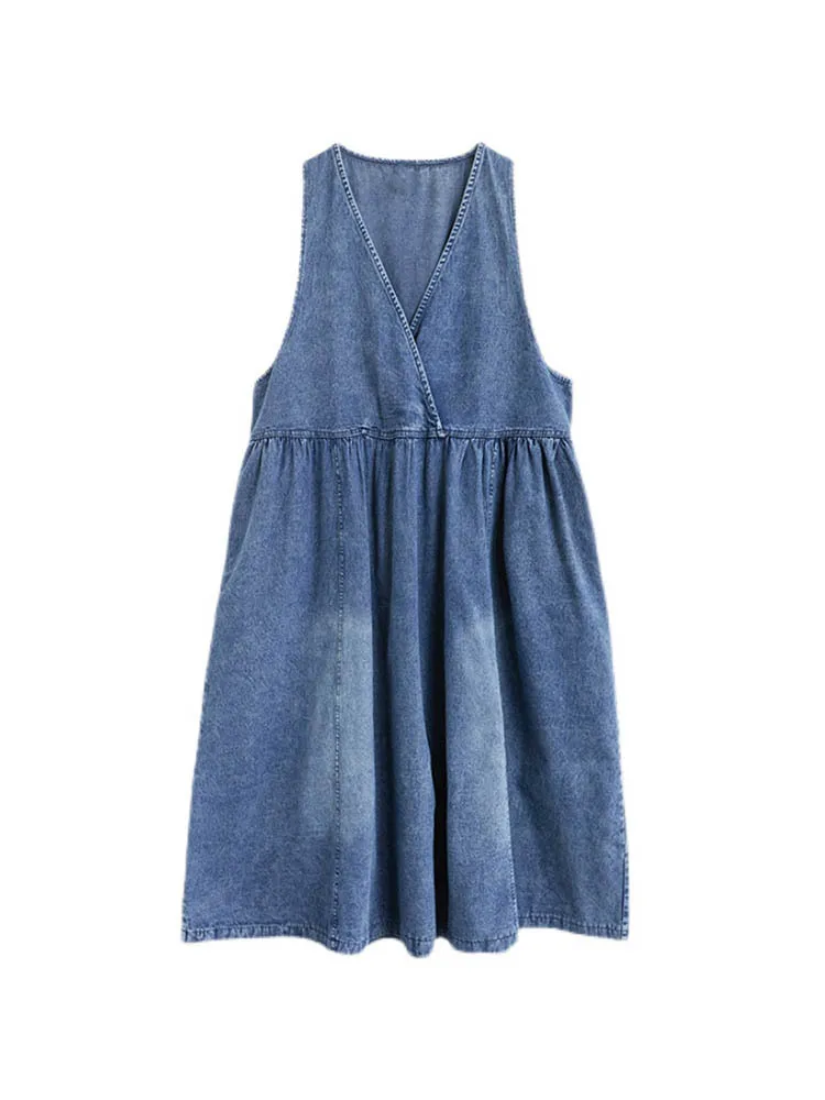 Masss Wasss Fashion Vintage Summer Clothing 2022 Women Loose Classic Vestidos Leisure Elegant Sleeveless Sexy Punk Denim Dresses