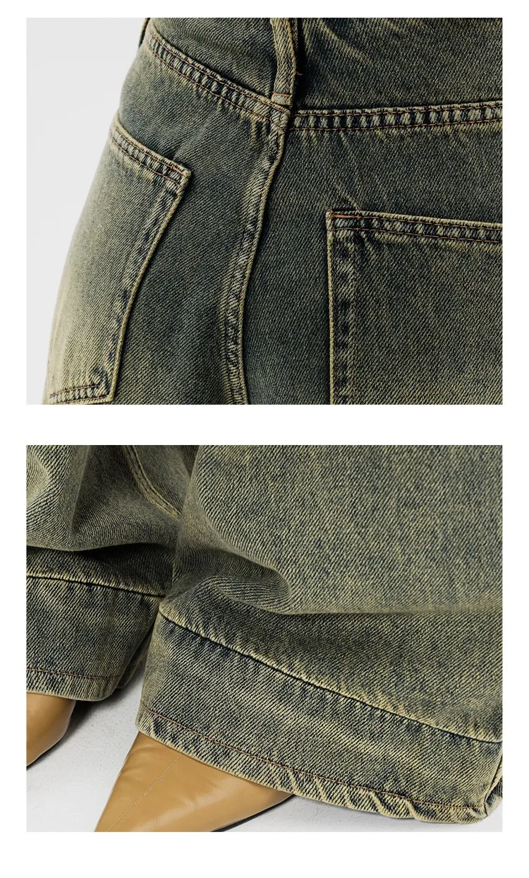 Women Vintage Streetwear Baggy Korean Jeans High Waiste Oversize Wide Leg Pants Grunge Denim Trousers Alt Clothes