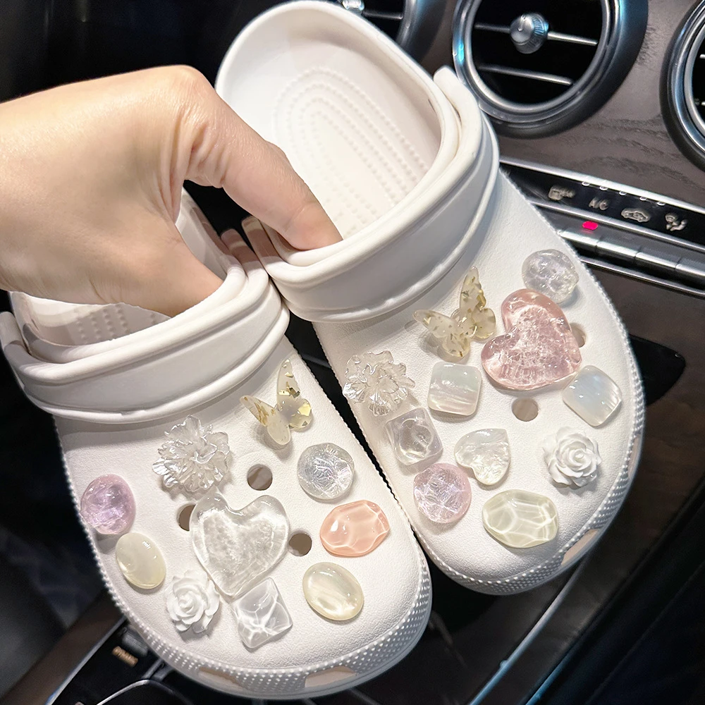 1Set Summer Fashion Shoe Charms Accessories Artificial Crystal Shoe Buckle Decoration for Clogs Shoes Charm