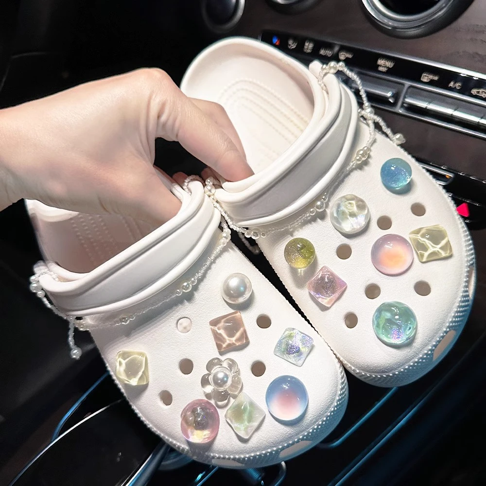 1Set Summer Fashion Shoe Charms Accessories Artificial Crystal Shoe Buckle Decoration for Clogs Shoes Charm