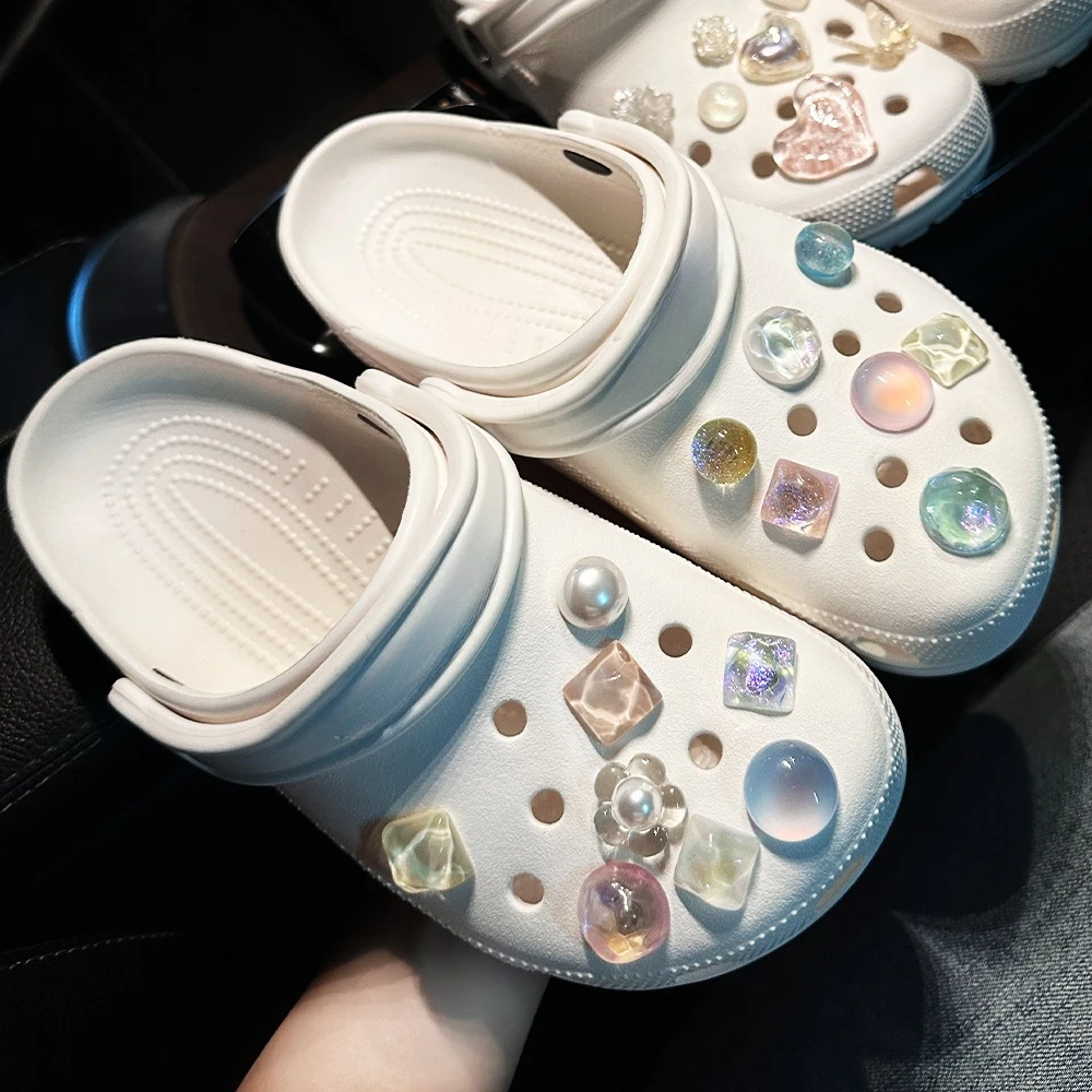 1Set Summer Fashion Shoe Charms Accessories Artificial Crystal Shoe Buckle Decoration for Clogs Shoes Charm