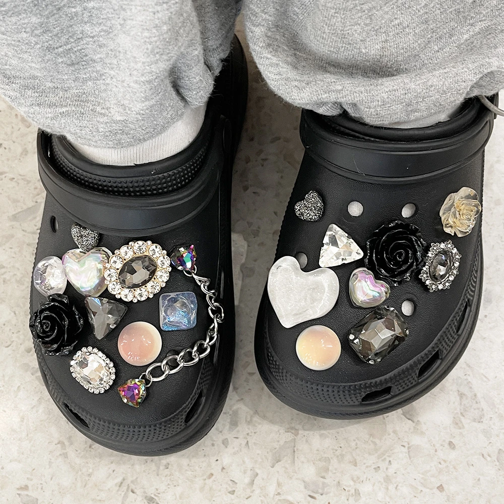 1Set Summer Fashion Shoe Charms Accessories Artificial Crystal Shoe Buckle Decoration for Clogs Shoes Charm
