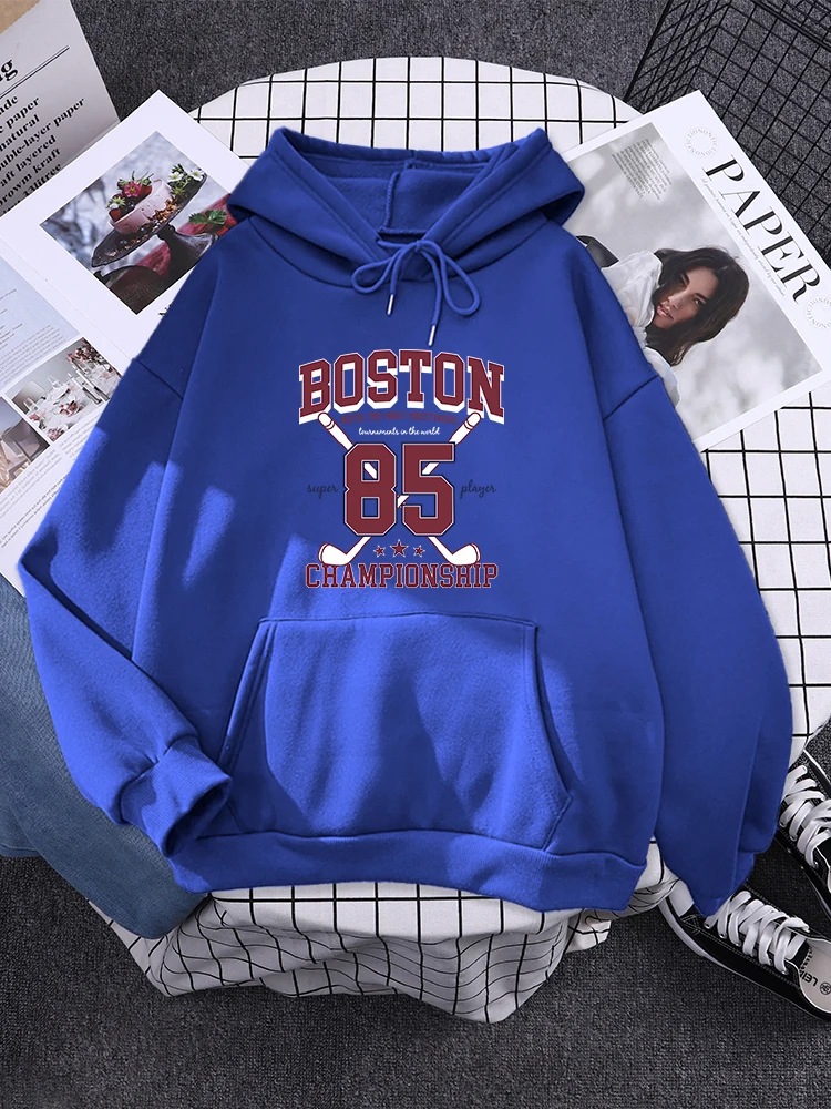 Boston 85 Players Championship Womens Sweatshirt Funny Fleece Pullover Autumn Warm Hoodies Simplicity Crewneck Hoodie For Female