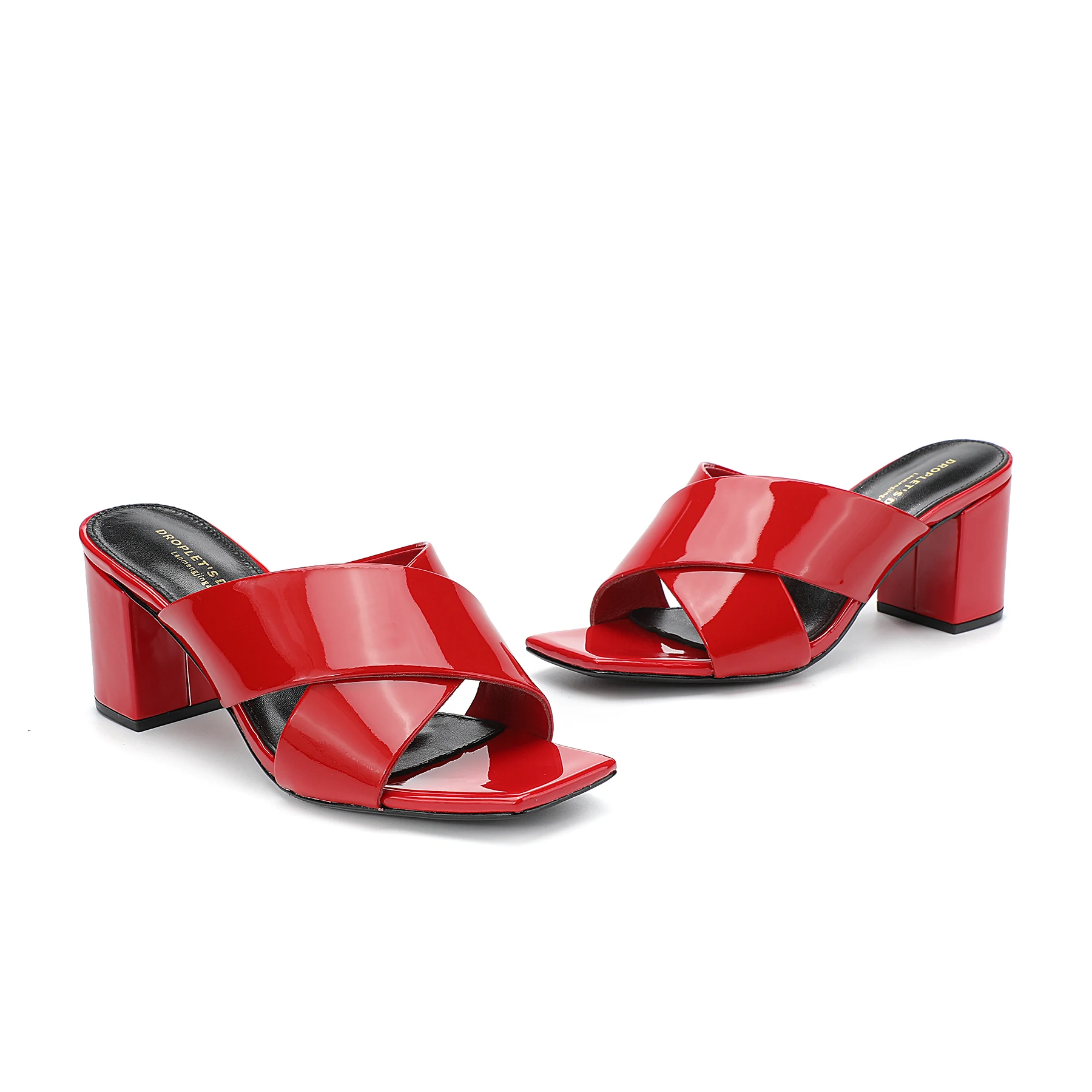 Women's Slippers Summer High Heel Fish Mouth Shoes 2023 New Genuine Leather Open Toe Thick Heel Women's Shoes High Heel Shoes