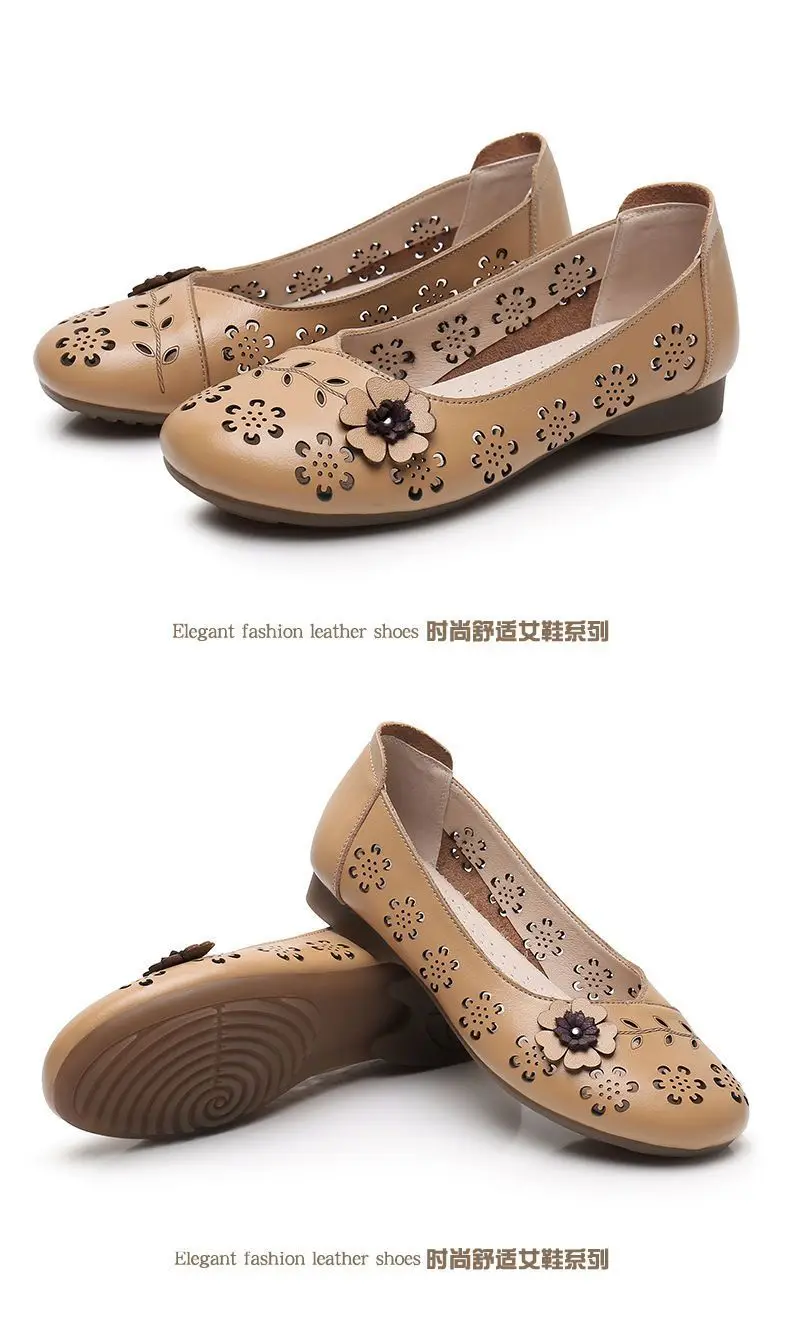 Fashion White Cutout Shallow Flats Woman Designer Floral Hollows Summer Flat Shoes for Women 2023 Casual Leather Loafers