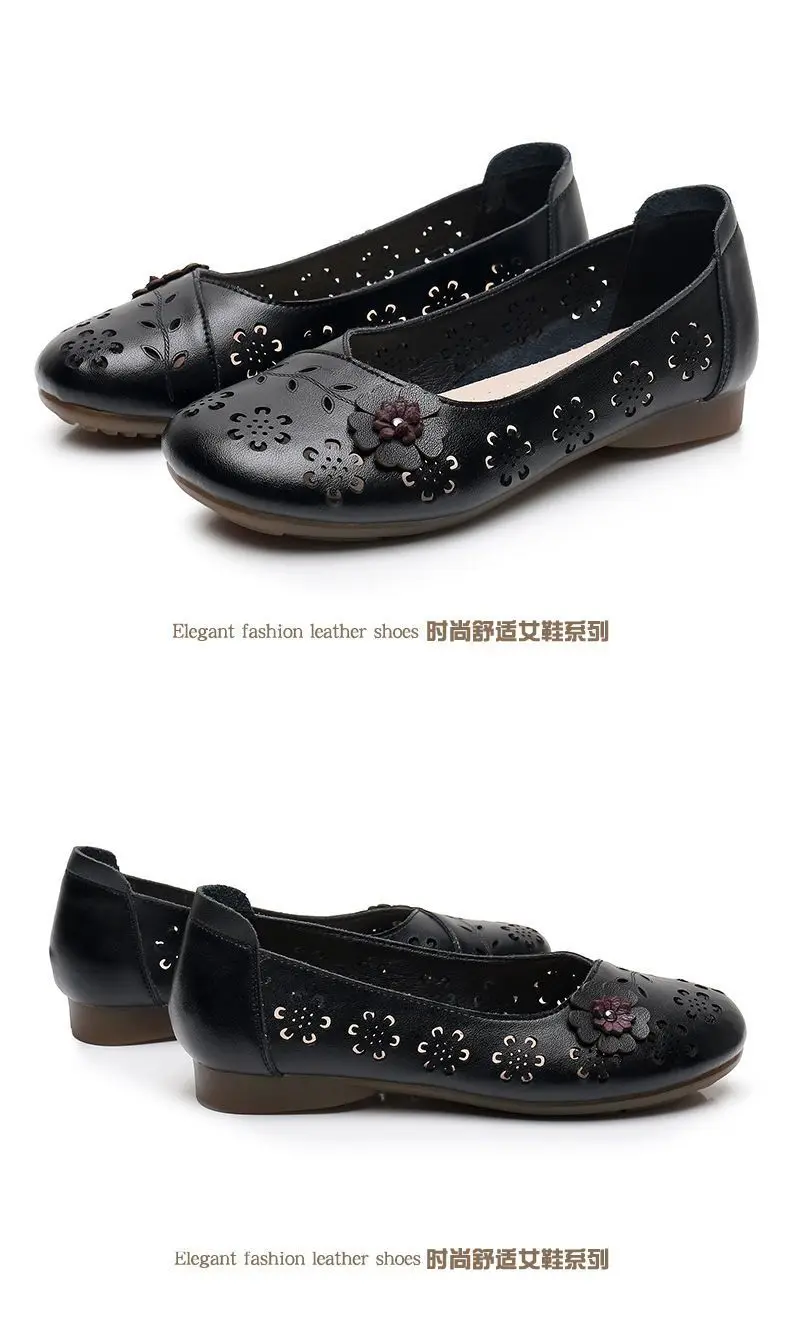 Fashion White Cutout Shallow Flats Woman Designer Floral Hollows Summer Flat Shoes for Women 2023 Casual Leather Loafers