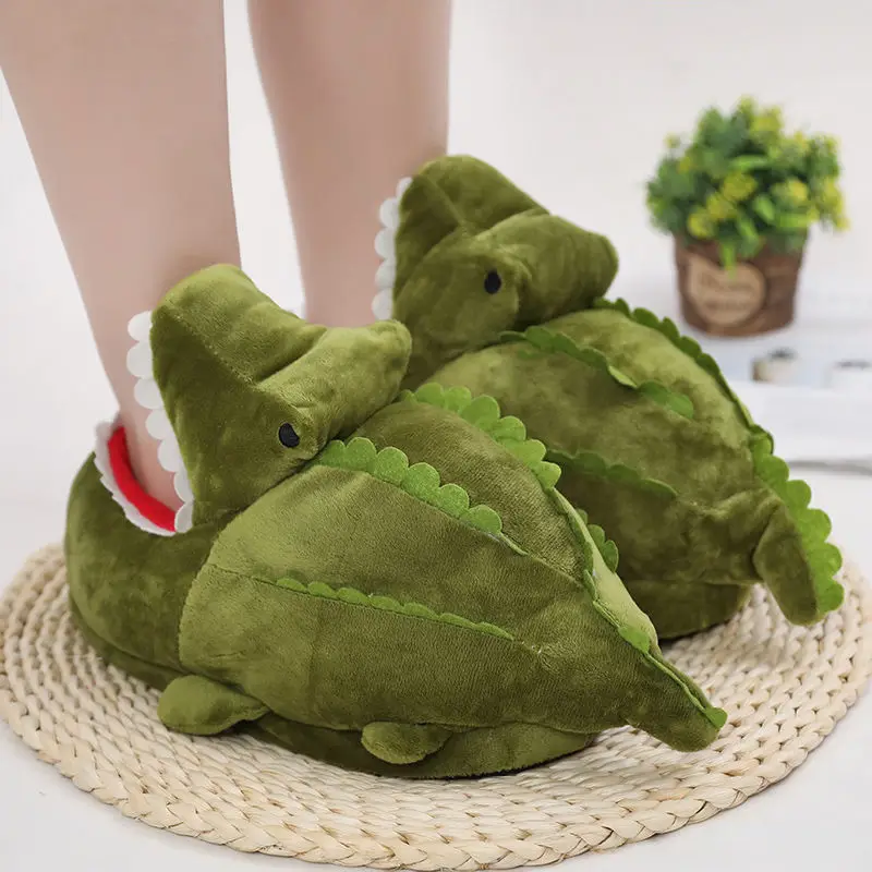 Funny Fuzzy Shark Slippers Men Women Free Size Winter Indoor Cotton Shoes Girls Adult Fluff Animal Slippers House Shoes Fish