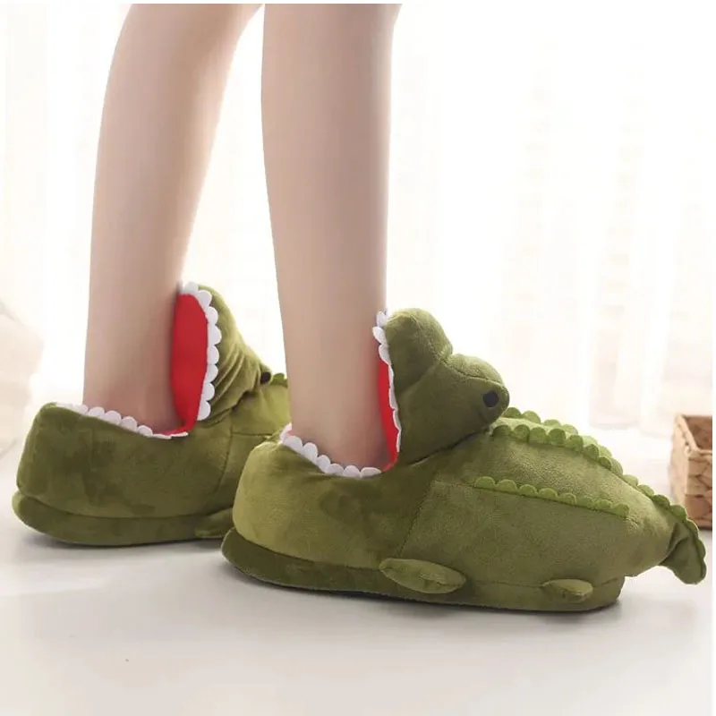 Funny Fuzzy Shark Slippers Men Women Free Size Winter Indoor Cotton Shoes Girls Adult Fluff Animal Slippers House Shoes Fish