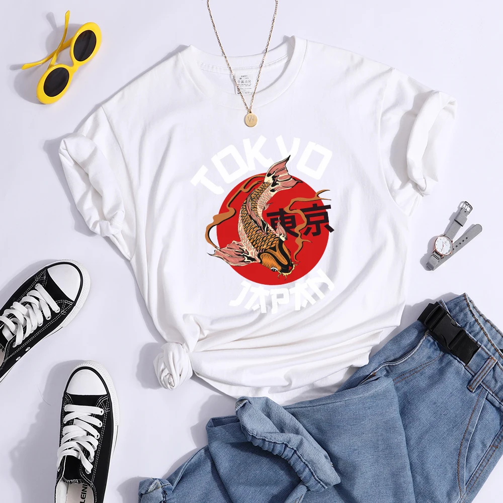 Tokyo Sun Carp, Japan Prints Tshirt Fashion Summer T Shirt Street High Quality Tee Clothing Breathable Sport Cool Women T Shirts