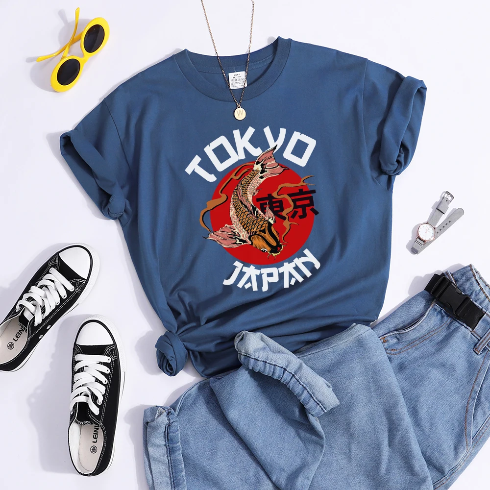 Tokyo Sun Carp, Japan Prints Tshirt Fashion Summer T Shirt Street High Quality Tee Clothing Breathable Sport Cool Women T Shirts