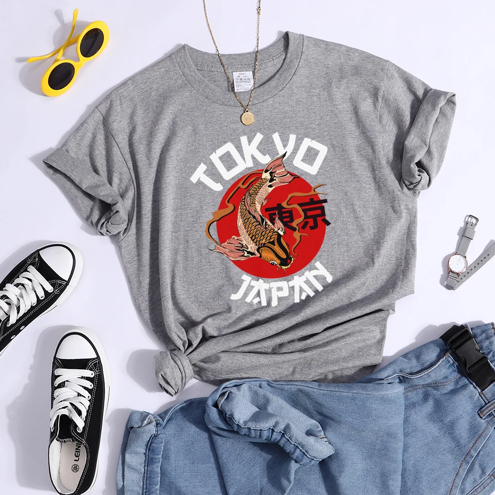 Tokyo Sun Carp, Japan Prints Tshirt Fashion Summer T Shirt Street High Quality Tee Clothing Breathable Sport Cool Women T Shirts