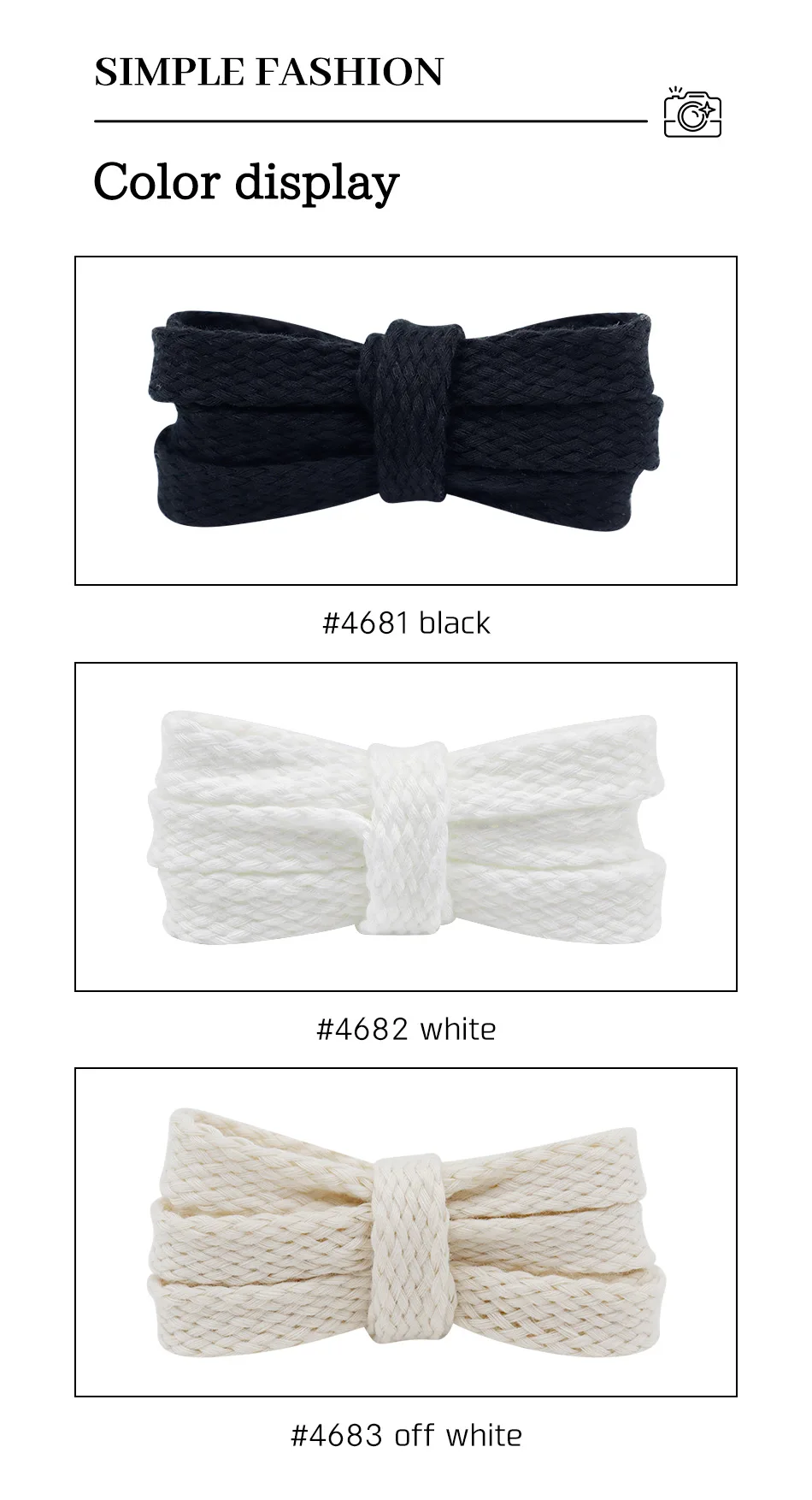 High Quality Unisex Casual Sneakers Black White Laces in 1.5cm Double Layer Cotton Thick Top Fat Shoelaces for Branded Shoes