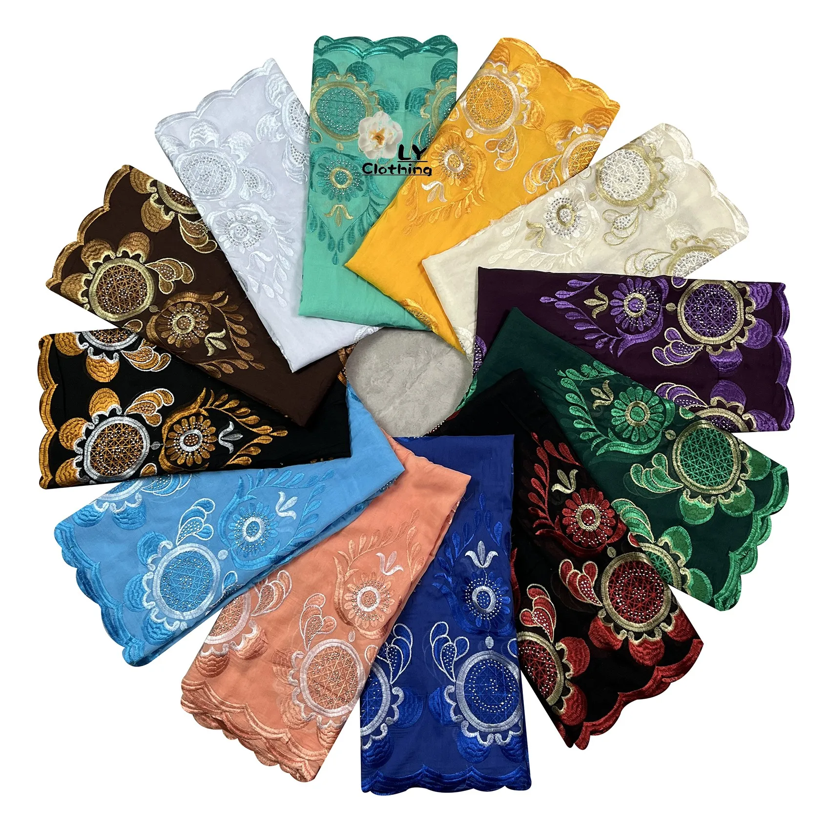 2023 New African Ladies Summer Outdoor Embroidered Cotton Scarf Shawl Fashionable Casual Diamond Scarf-Style Headscarf