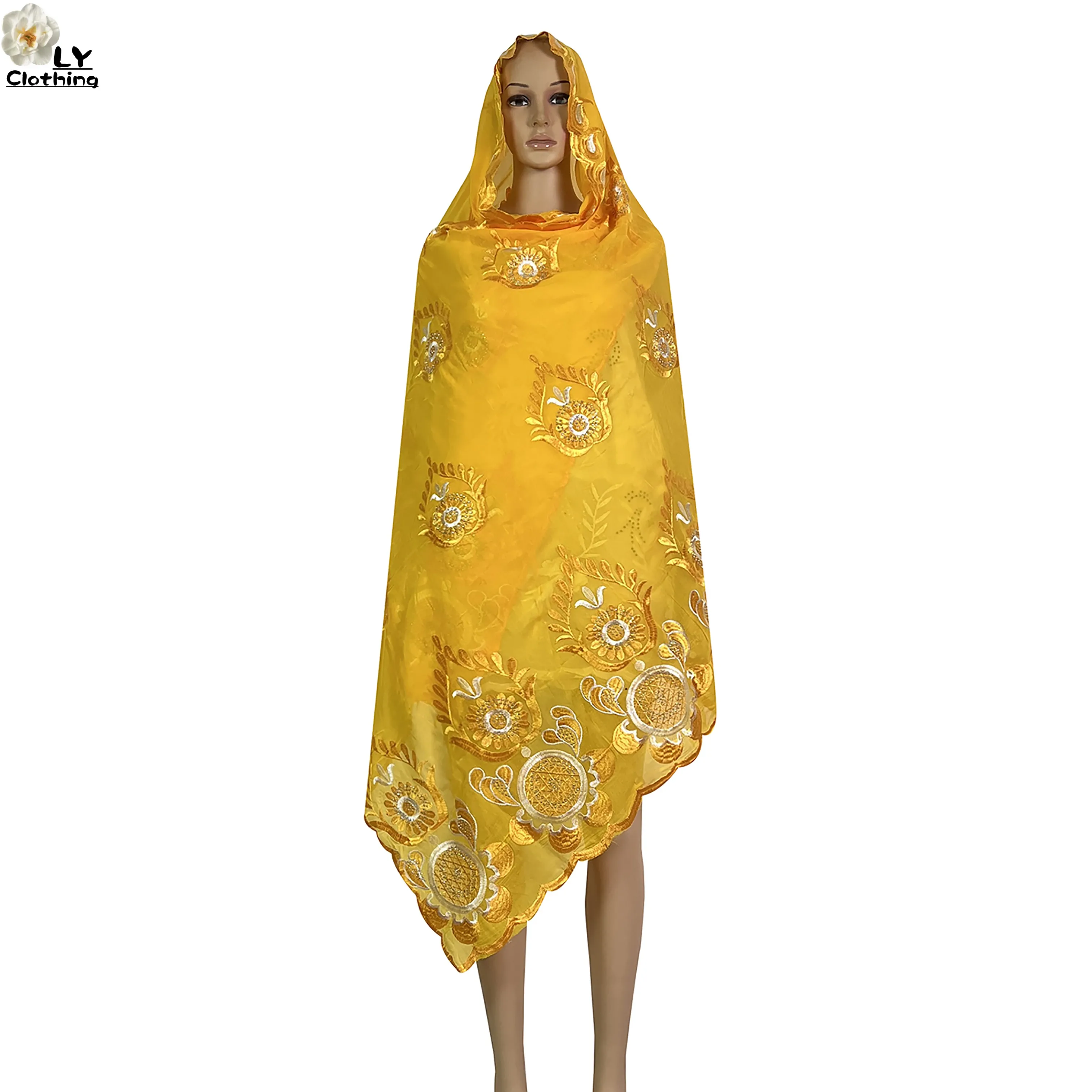 2023 New African Ladies Summer Outdoor Embroidered Cotton Scarf Shawl Fashionable Casual Diamond Scarf-Style Headscarf