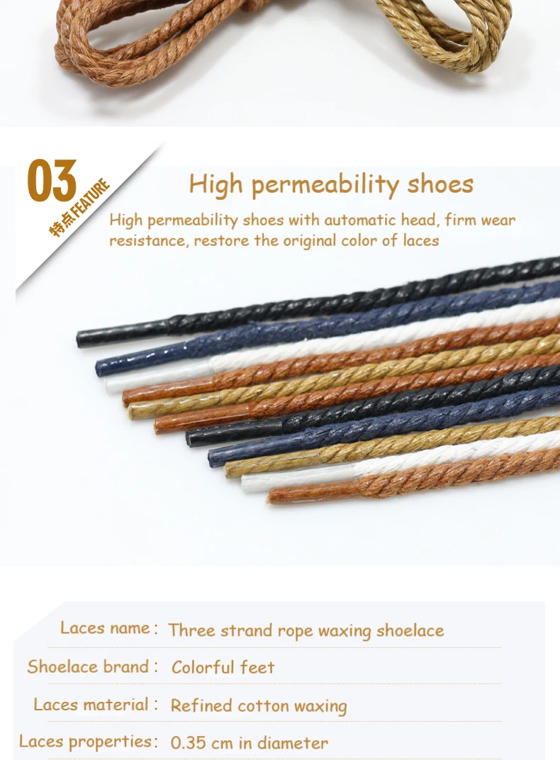 Waxed Shoeslaces for Women In Thick British Style Leather Shoes Boots Laces Round Black for Men Cotton Linen Fine Laces