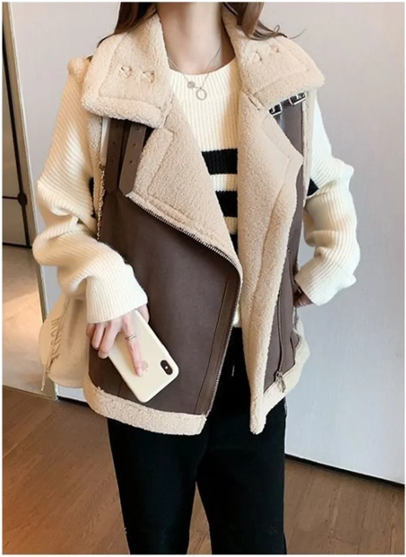 Sleeveless Jacket Female PU Leather Vest Coat Women 2024Autumn winter New Motorcycle Waistcoat Loose Outerwear Novel Popular Top
