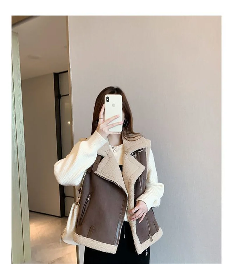 Sleeveless Jacket Female PU Leather Vest Coat Women 2024Autumn winter New Motorcycle Waistcoat Loose Outerwear Novel Popular Top