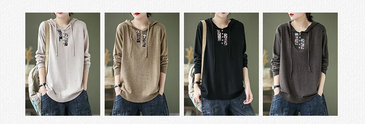 Amax luluE 2025 Hooded Pullovers Women Loose Japan Style Buttons Knitted Sweater Vintage Female New Autumn Fashion Retro Jumpers