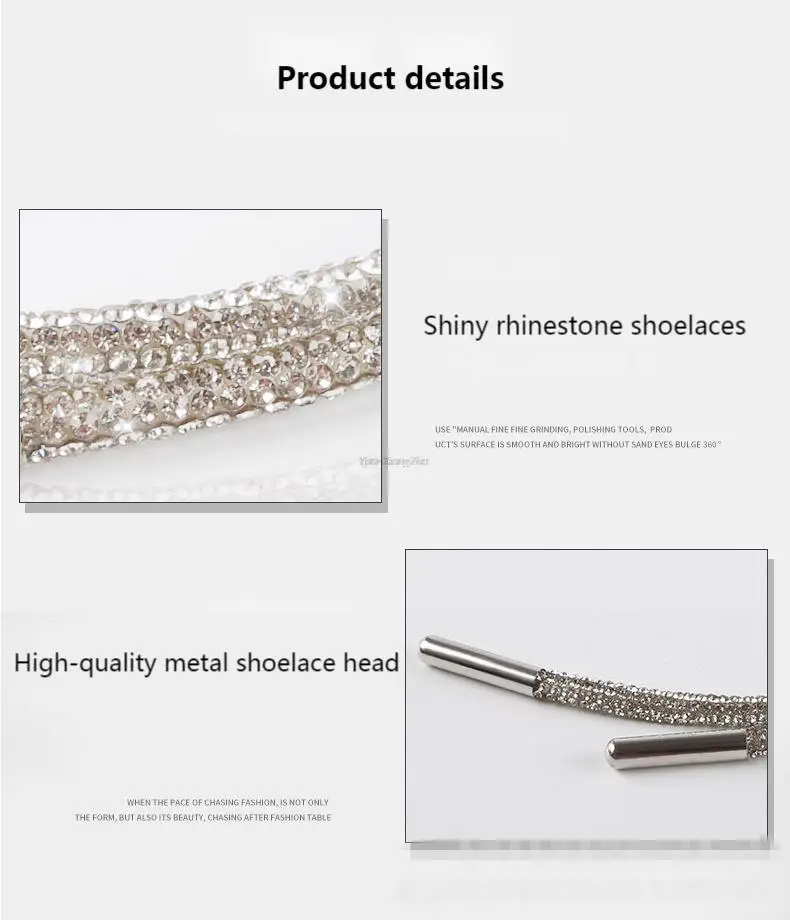 1Pcs Luxury Rhinestone Shoelaces for Shoes Rainbow Diamond Shoe Laces Sneakers Lace Shoes Round Shoelace 100/120/140/160CM