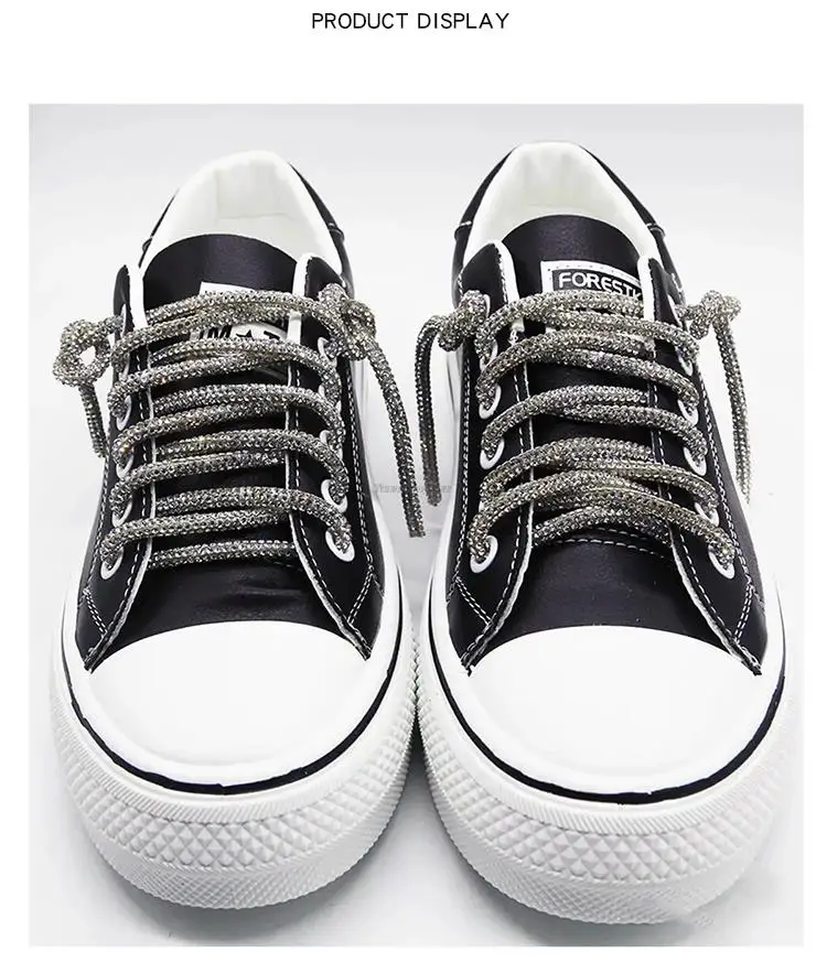 1Pcs Luxury Rhinestone Shoelaces for Shoes Rainbow Diamond Shoe Laces Sneakers Lace Shoes Round Shoelace 100/120/140/160CM