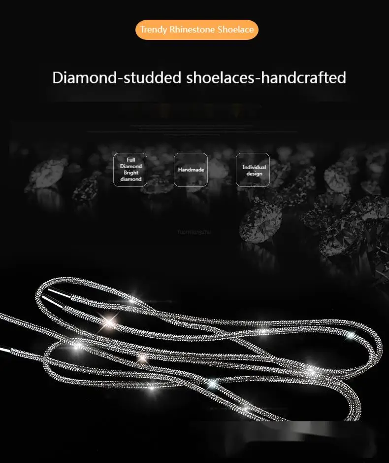 1Pcs Luxury Rhinestone Shoelaces for Shoes Rainbow Diamond Shoe Laces Sneakers Lace Shoes Round Shoelace 100/120/140/160CM