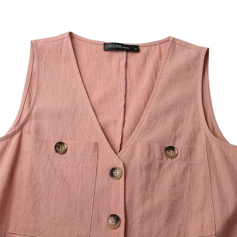 Stylish Women V Neck Sleeveless Rompers 2023 ZANZEA Summer Jumpsuits Short Playsuits Casual Solid Loose Beach Overalls Oversized