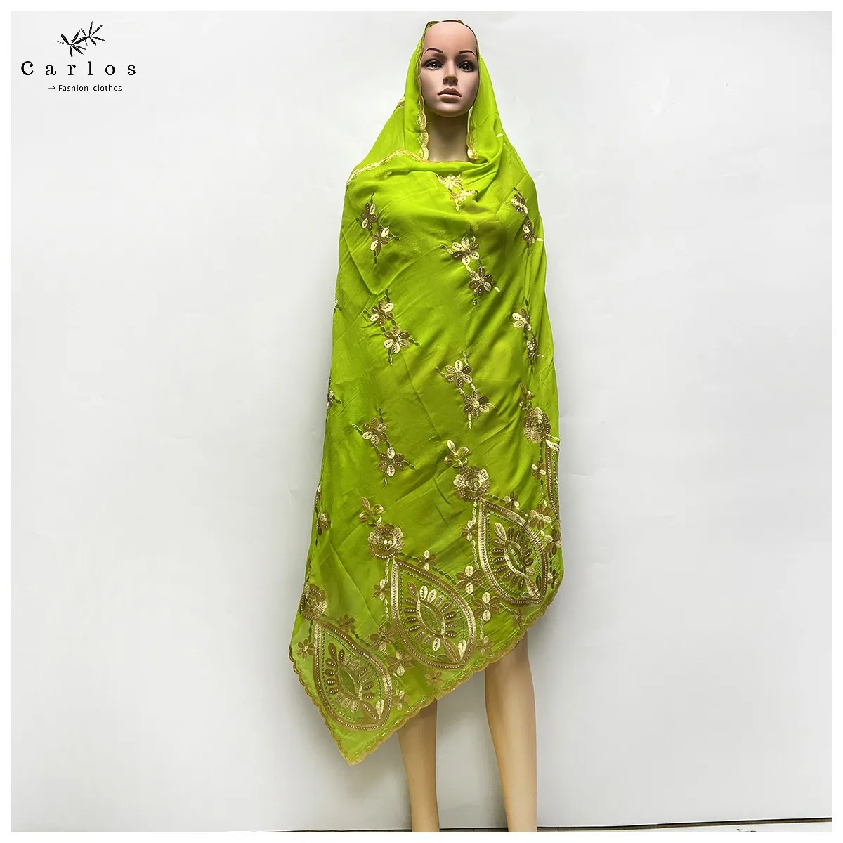 2026 Hot Sale African Women Scarfs Big Circle Design Big Embrodiery 100% Cotton Big Size Muslim Scarf for Shawls Pashmina Sc-42