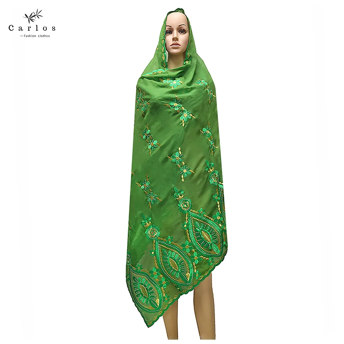 2026 Hot Sale African Women Scarfs Big Circle Design Big Embrodiery 100% Cotton Big Size Muslim Scarf for Shawls Pashmina Sc-42