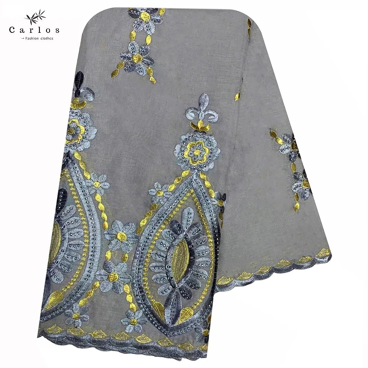 2026 Hot Sale African Women Scarfs Big Circle Design Big Embrodiery 100% Cotton Big Size Muslim Scarf for Shawls Pashmina Sc-42
