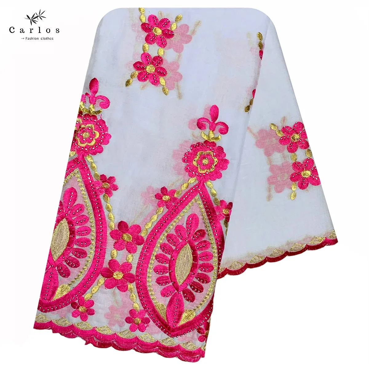 2026 Hot Sale African Women Scarfs Big Circle Design Big Embrodiery 100% Cotton Big Size Muslim Scarf for Shawls Pashmina Sc-42