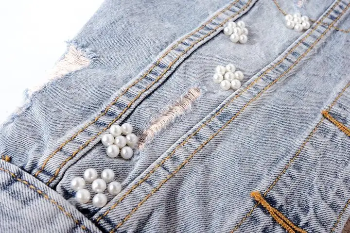 Women's Diamond-encrusted Flower Denim Vest Cropped Sleeveless Top Korean Fashion Streetwear Designer Vest Coat Trendy Waistcoat
