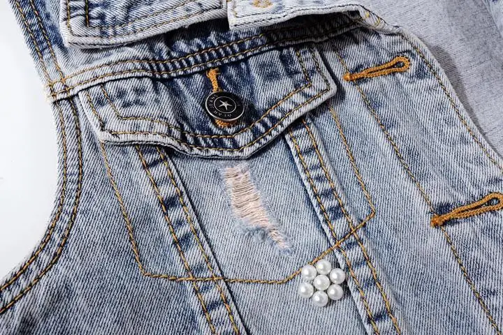 Women's Diamond-encrusted Flower Denim Vest Cropped Sleeveless Top Korean Fashion Streetwear Designer Vest Coat Trendy Waistcoat