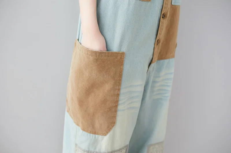 Amax luluE 2024 Japanese Design Ladies Luxury Fashion Denim Overalls Women Loose Vintage Jeans Printed Patchwork Punk Streetwear