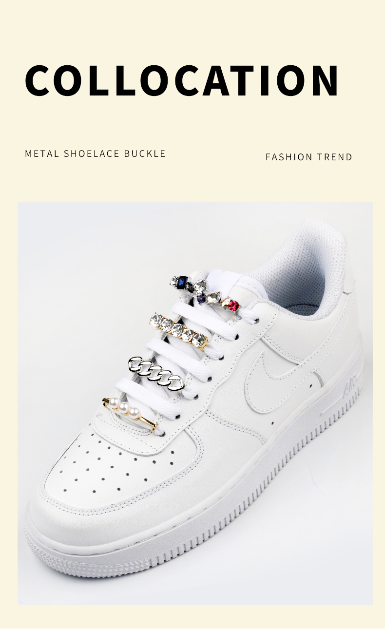 Sneakers Shoelaces Decoration Metal Shoelace Buckle Pearl Shoes Charm Accessories Shiny Rhinestones Women Shoe laces Decorative